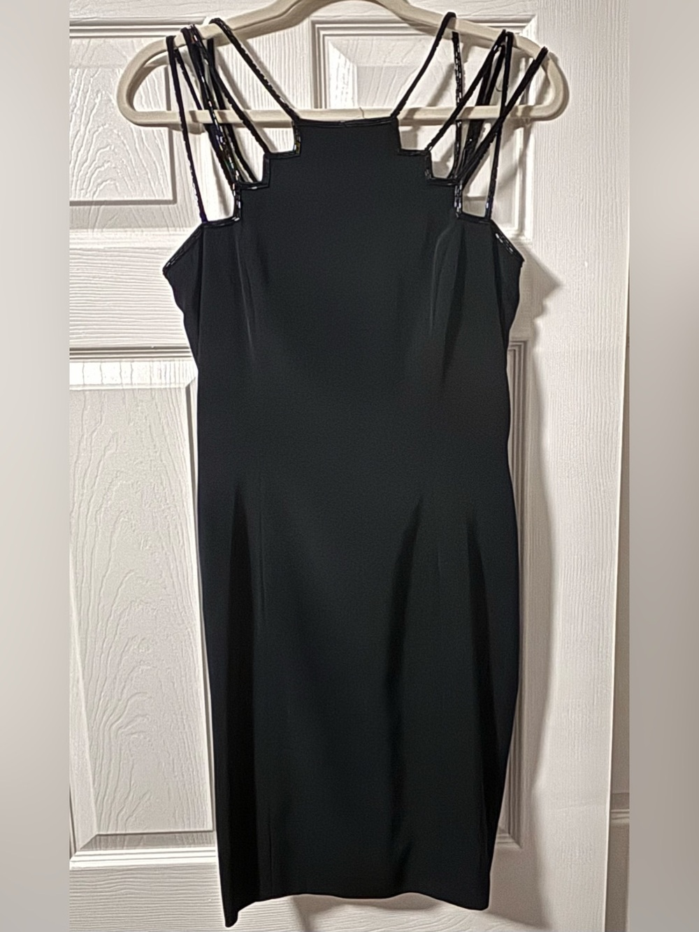 Niteline Black Midi Dress w/ Beaded Shoulder Straps - Vintage Formal